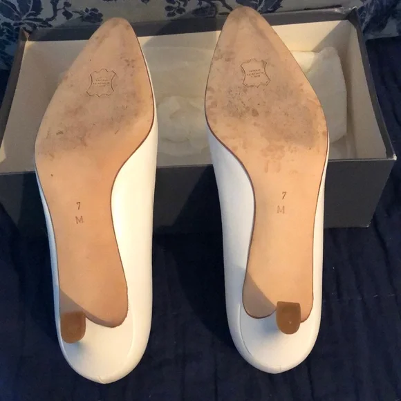White leather 2” heels. Size 7M. - Picture 4 of 6